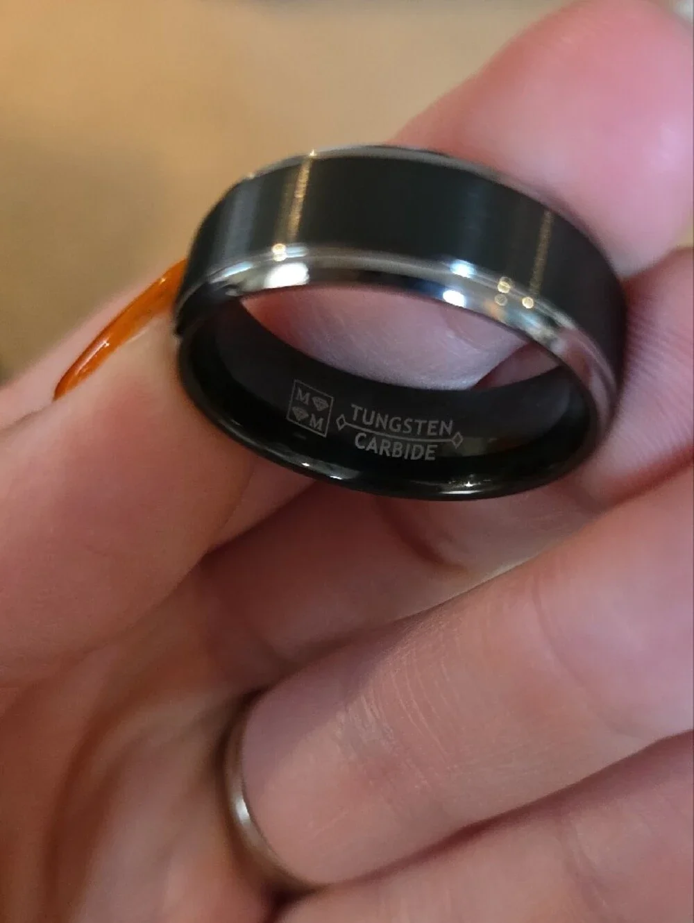 MetalMasters Black and Silver Tungsten Men's Ring with Branded Box